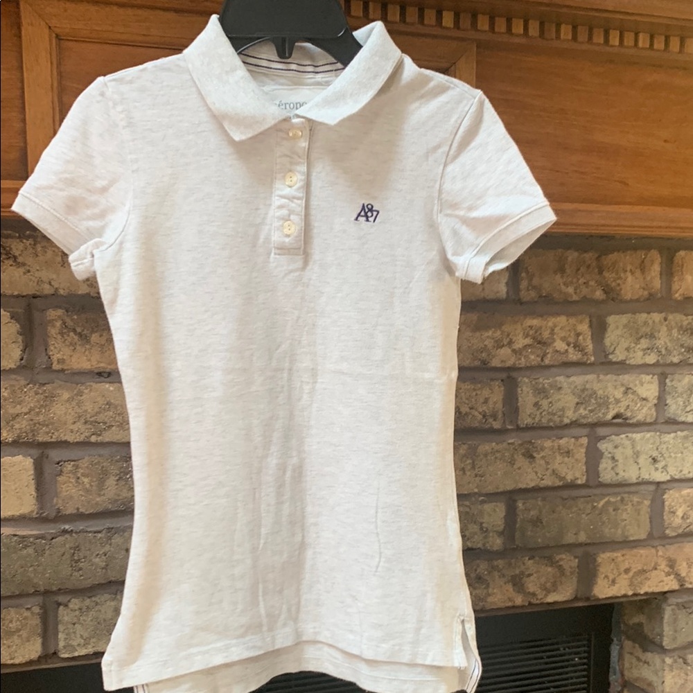 Junior wear from Aeropostale collared polo  heathered grey size small